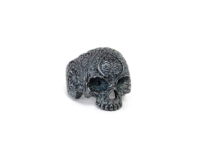 Rhodium Plated Skull Mens Ring